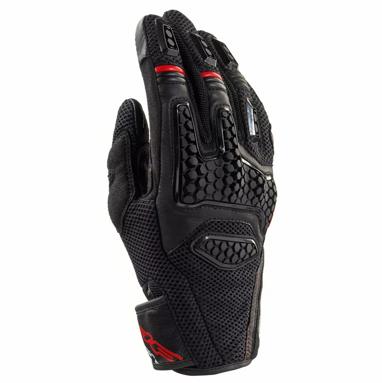 Guanti Moto touring corto in tessuto e pelle Clover GTS-3 nero/rosso