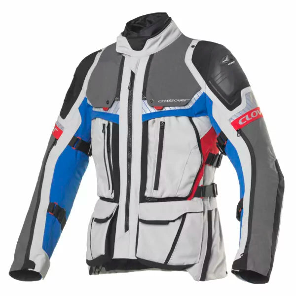 Giacca Moto 3 strati Clover CROSSOVER-4 WP AIRBAG Blu / Grigio - Uomo