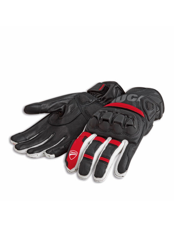 Guanti Moto Ducati Pelle-Tessuto Gloves Sport C4 Nero-Bianco